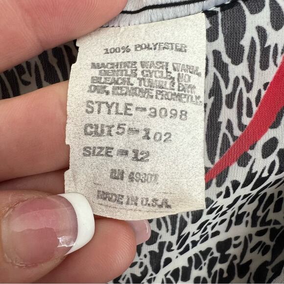 Vintage 1980s Wrap Semi Sheer Funky Cocktail Knee Length Red Black Dress - Picture 6 of 10